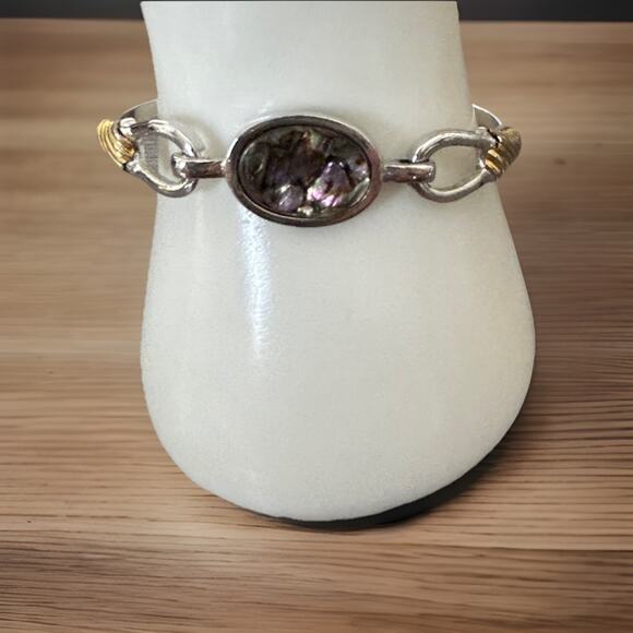 Cute Vintage Avon Hook 2 Tone Abalone Bracelet. - Picture 1 of 5